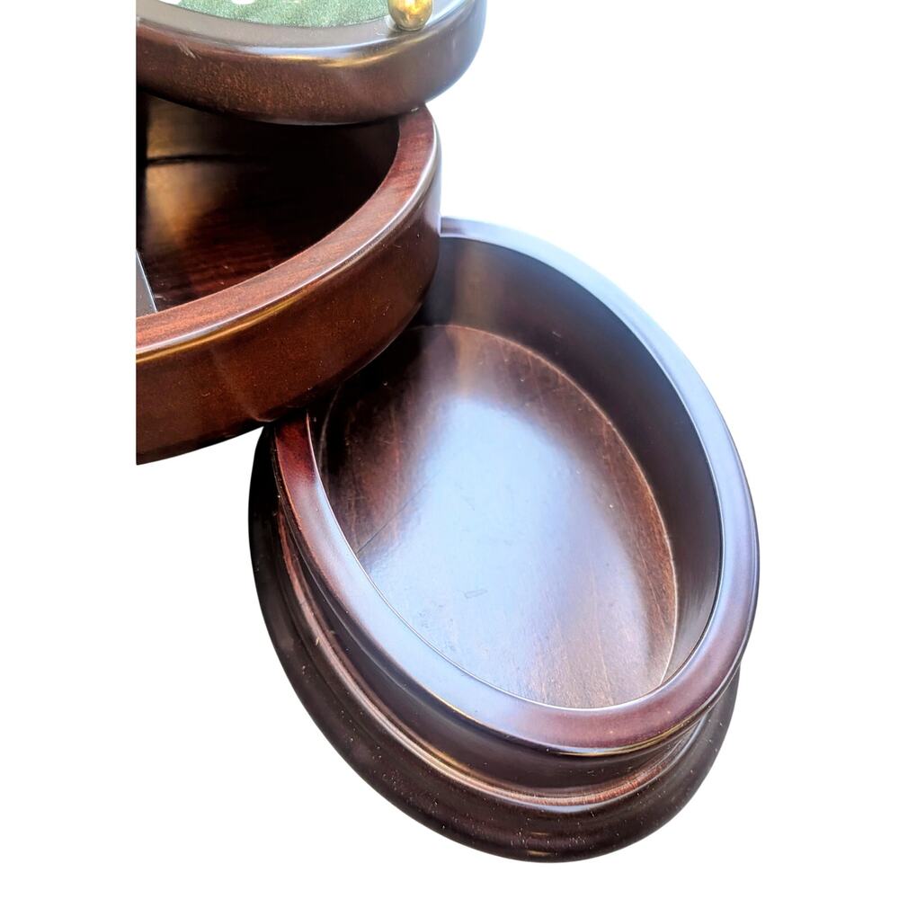 1996 Bombay Company Three Tier Oval Wood Swivel Jewelry Box Vintage - Picture 6 of 7